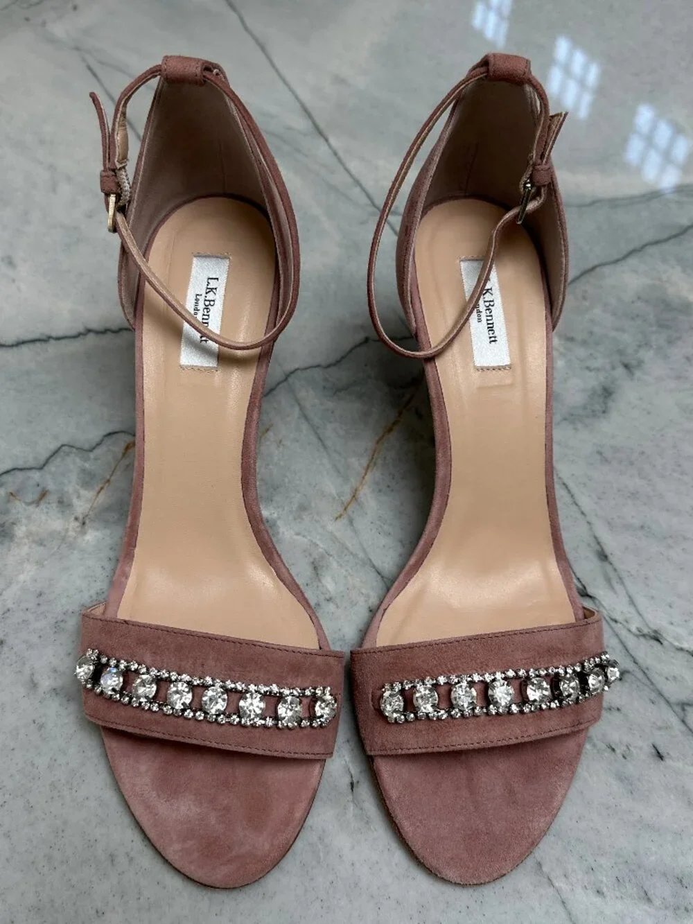 LK Bennett/ Valora Sandal/ Pink Suede w Crystals/ Size 39 (US-8.5) / Worn Once!